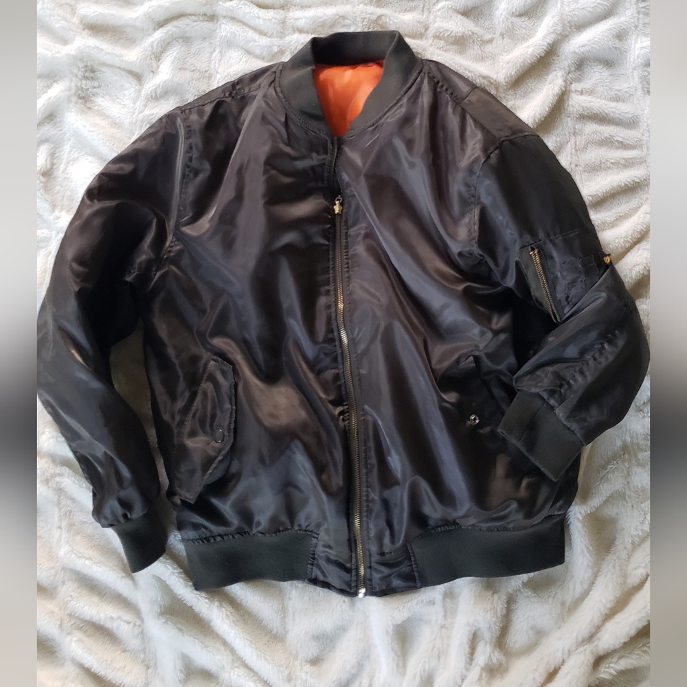 PHAT FARM mens green orange bomber jacket. Y2K